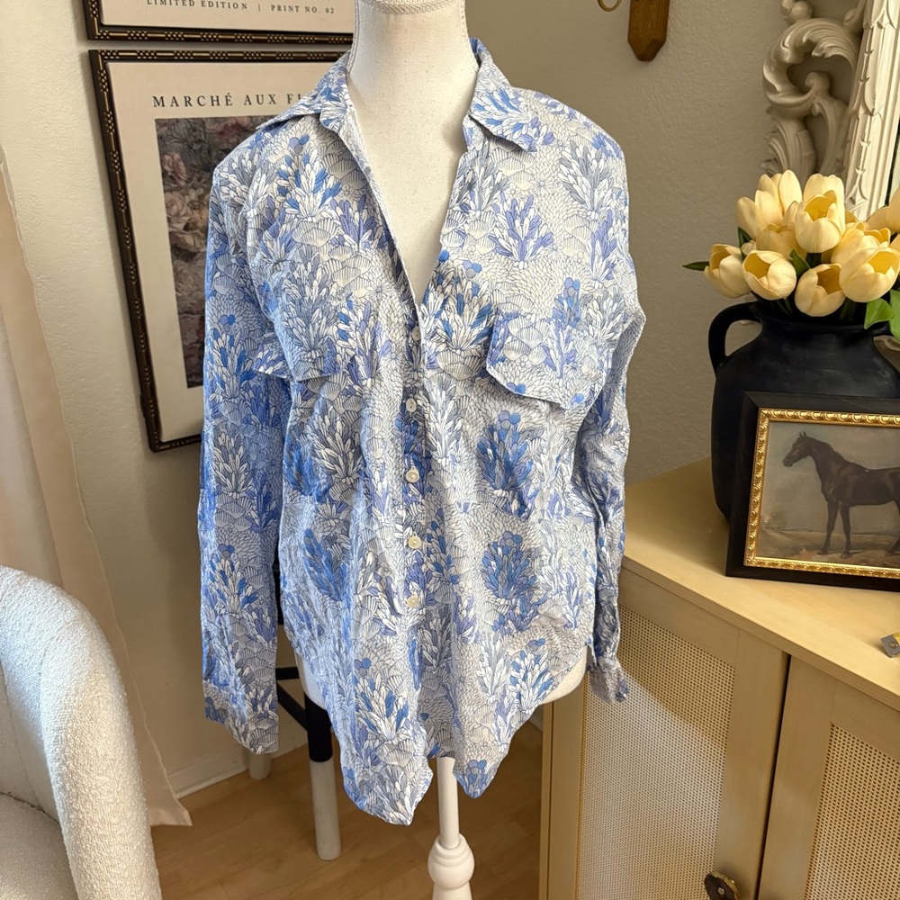 ROLLER RABBIT Ugyen Leaves Guy Button Down Shirt Cotton Size Small
